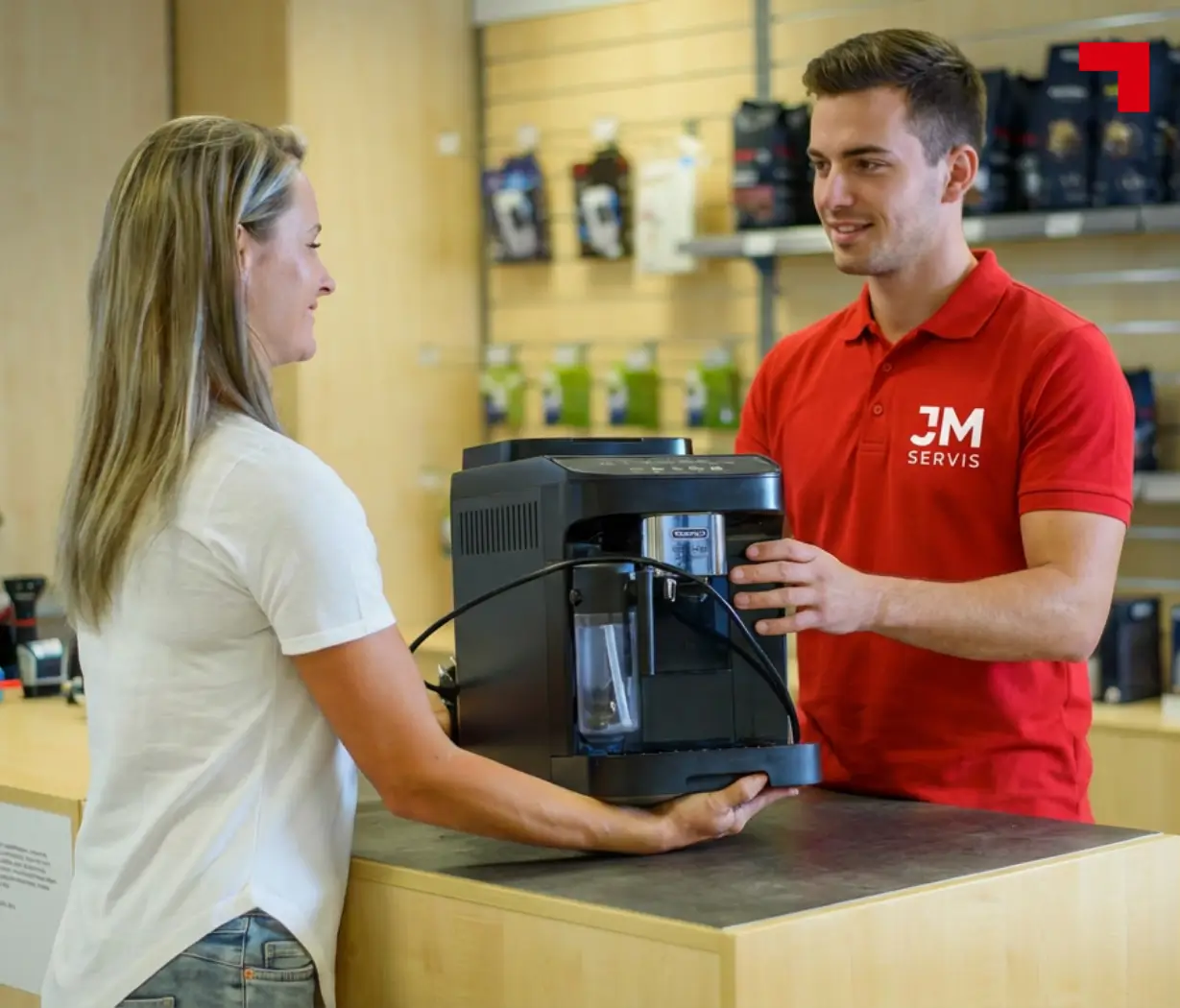 Předávání kavovaru po servisu od JM Servis